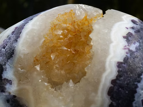 Geode Carved Crystal Skull