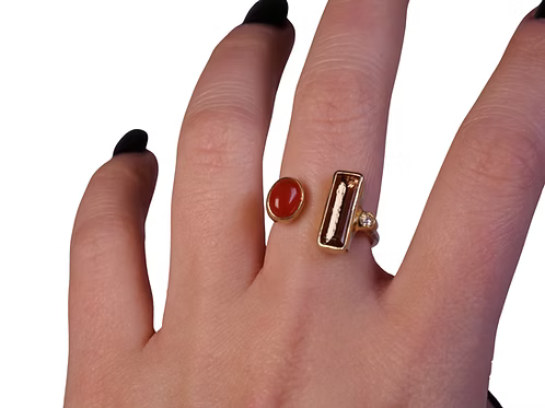 Open Bar Smoky Quartz, Carnelian