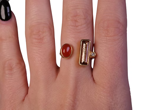 Open Bar Smoky Quartz, Carnelian