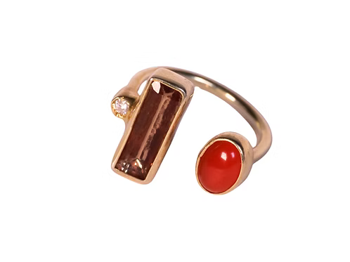 Open Bar Smoky Quartz, Carnelian