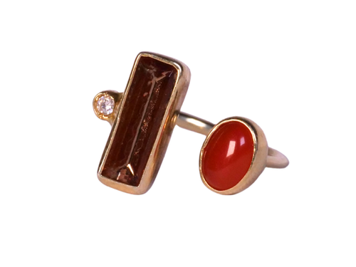 Open Bar Smoky Quartz, Carnelian