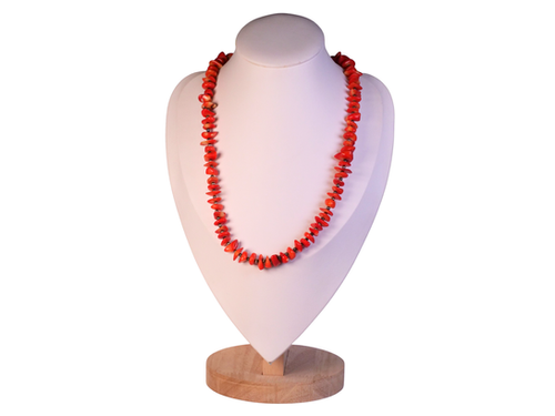 Red Coral Chip Necklace with Dark Bead Spacers