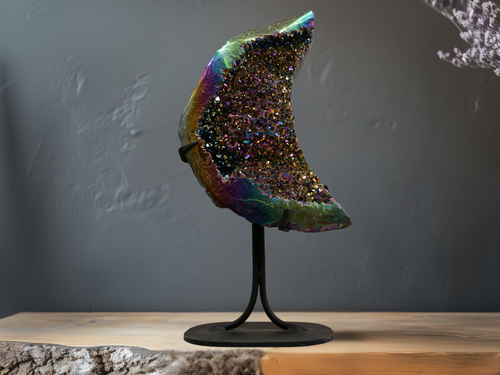 Titanium Druzy Quartz Moon