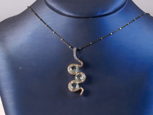 BORA: Green Amethyst Pendant Snake S-Curve Trio